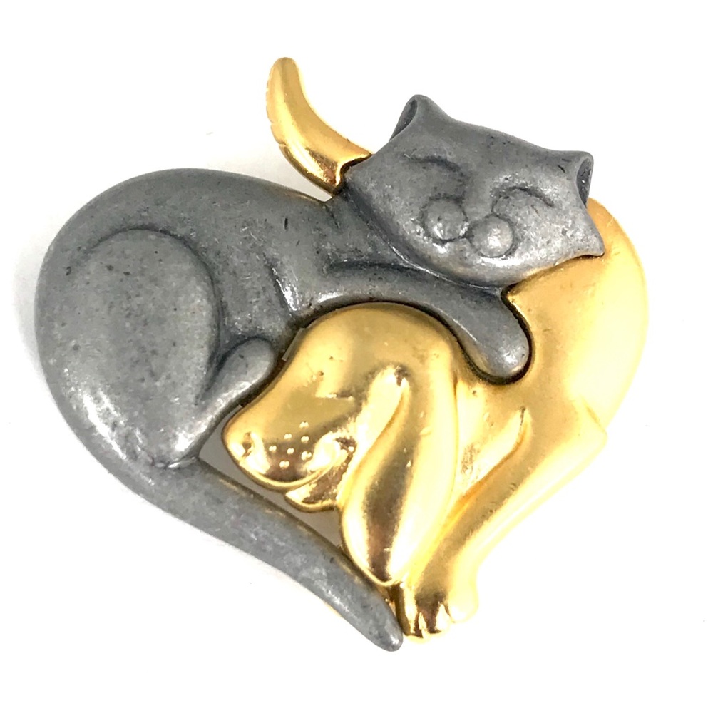 Cat Dog Heart Pet Lover Brooch Pin Kitty Puppy